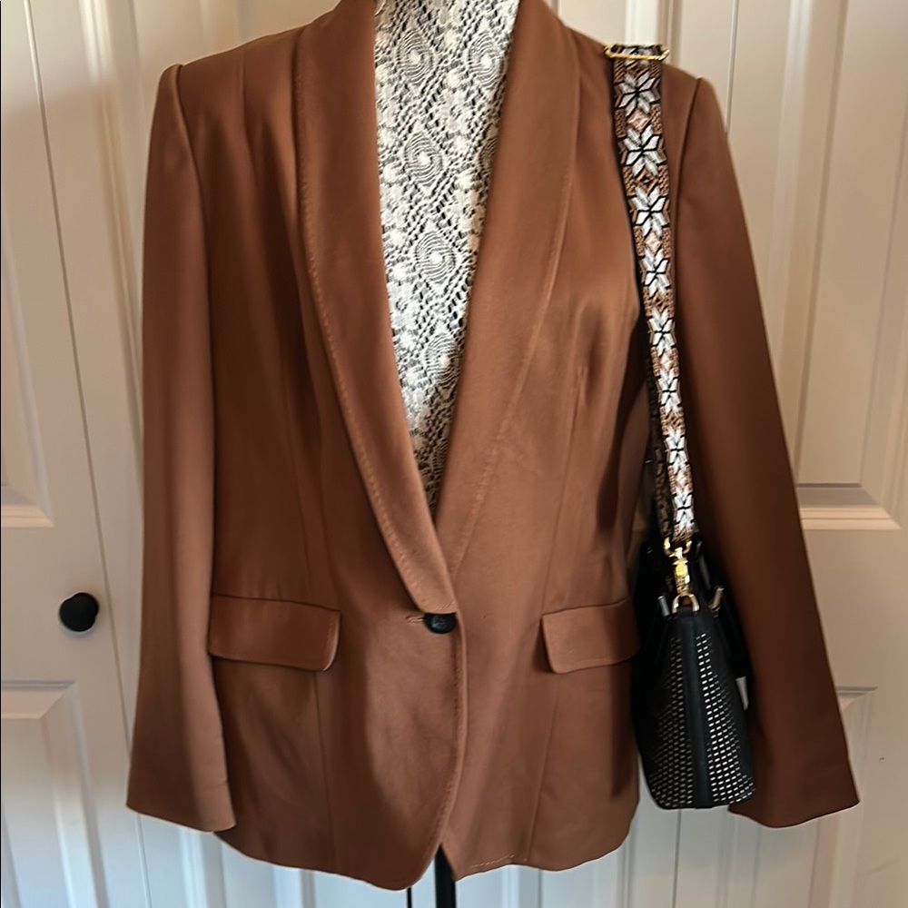Next Brown Blazer Tailored Relaxed Fit Smooth Finish